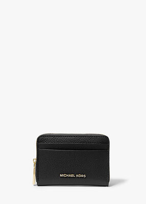 michael kors jet set small pebbled leather zip around card case