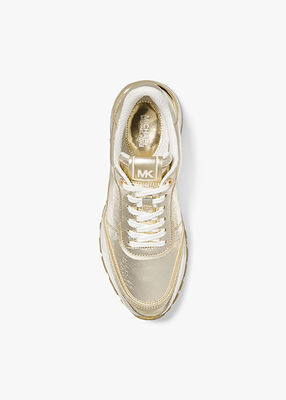 michael kors nova crackled metallic leather trainer