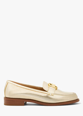 Carmen Metallic Faux Crackled Leather Loafer