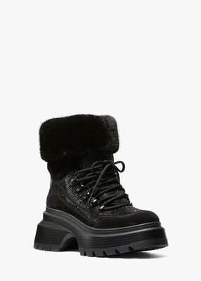 michael kors shiloh embellished mixed media boot