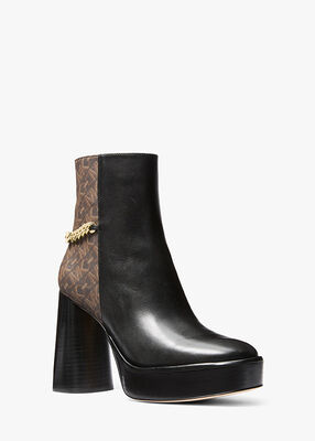 michael kors carlisle leather and empire monogram platform boot