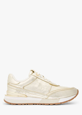 michael kors nova crackled metallic leather trainer