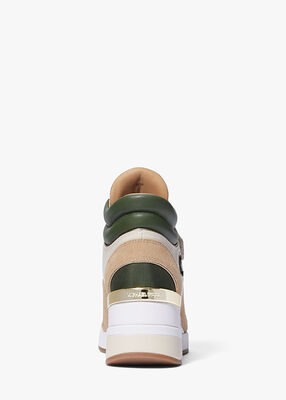 Gentry Leather and Canvas High-Top Wedge Trainer
